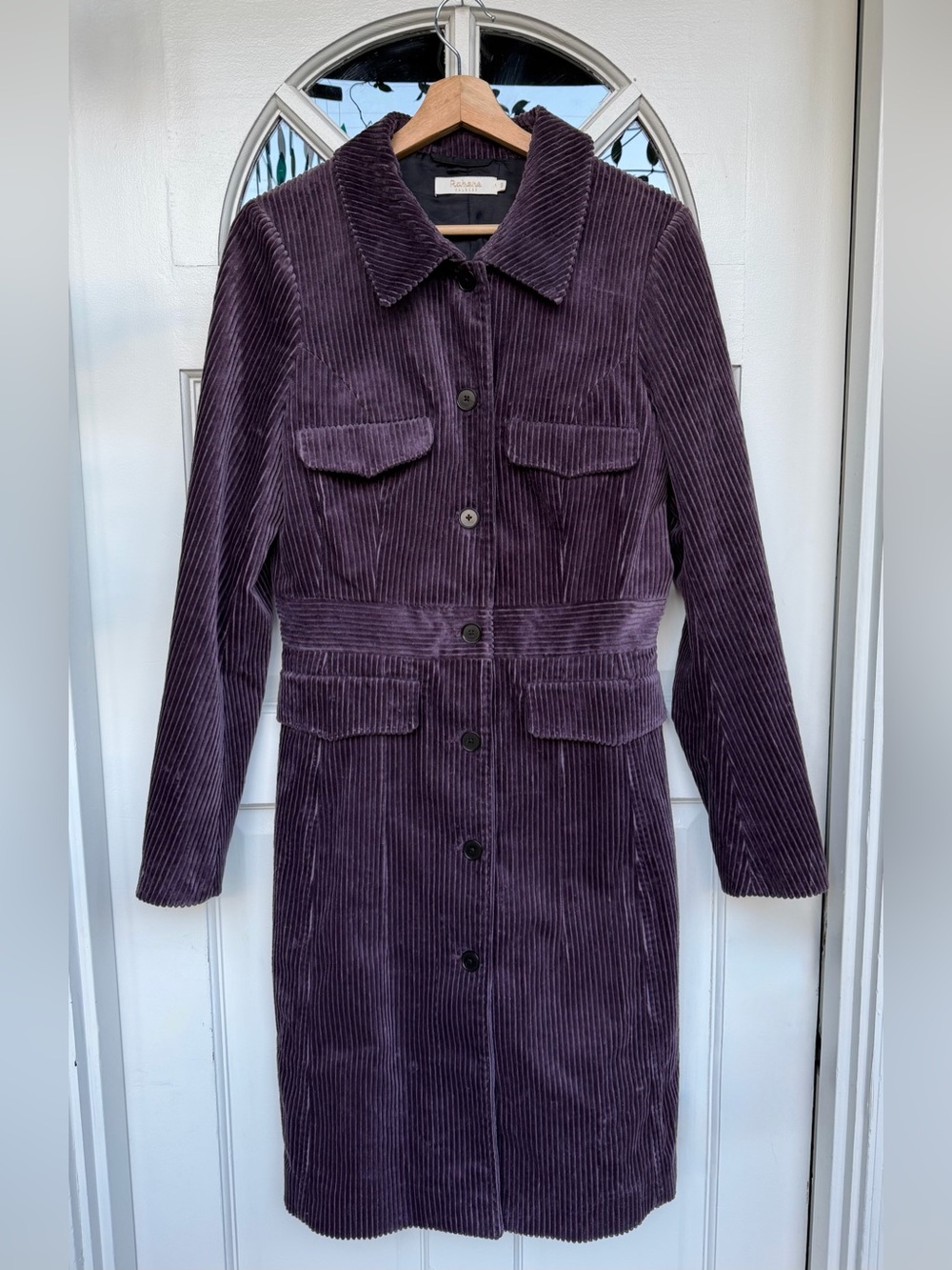 RABENS SALONER Corduroy Button-Front Trench Coat Retro Twee Scandi Copenhagen